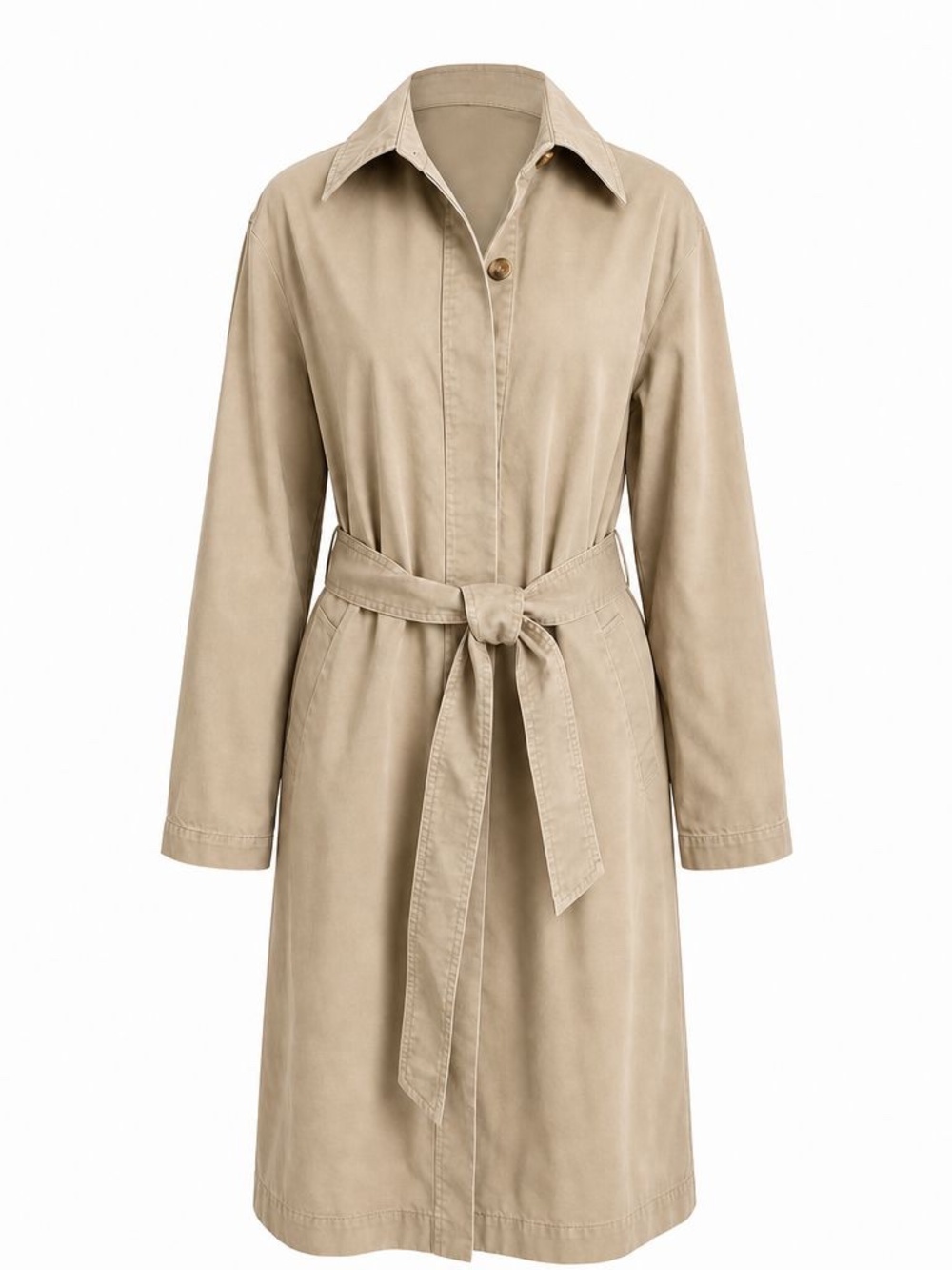 & Other Stories Tan 100% Cotton Trench Coat with Tie Belt XS